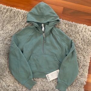 SOLD Scuba oversized 1/2 zip hoodie tidewater teal xs/s